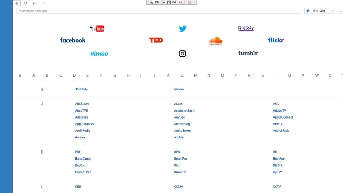 vdownloader software home screen