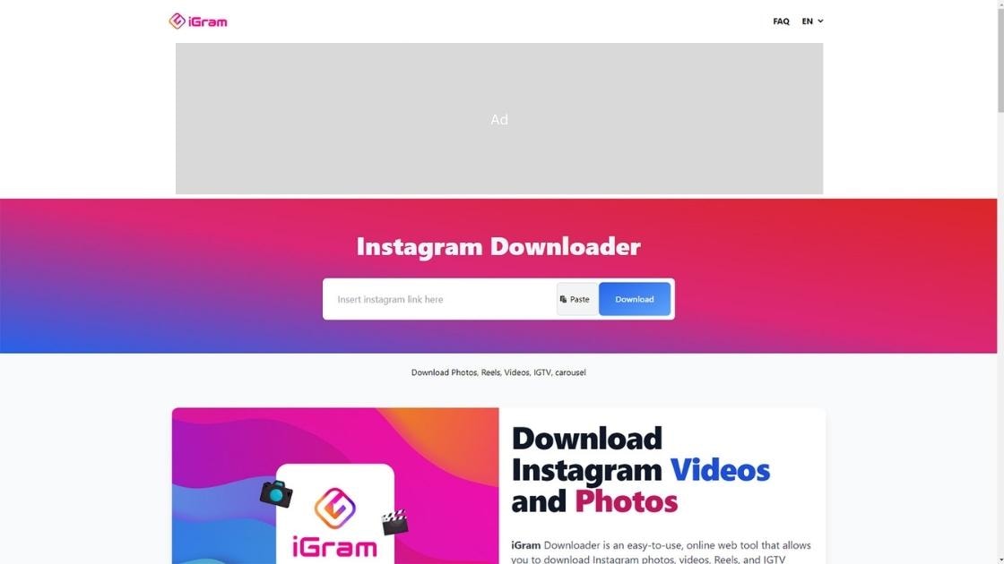 iGram homepage screenshot