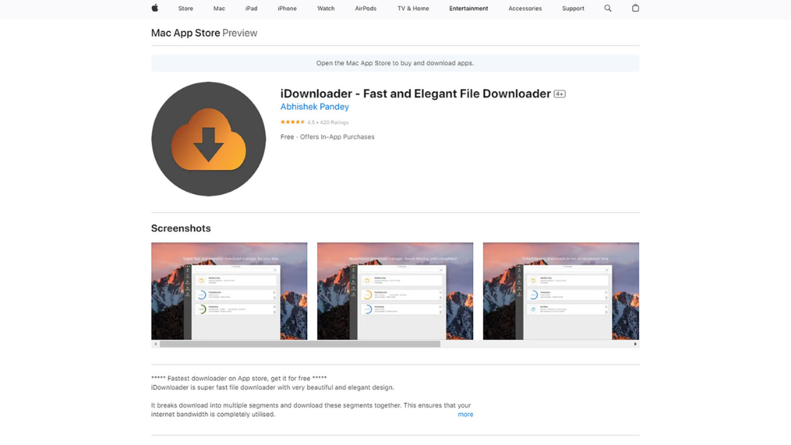 idownloader mac app store screenshot